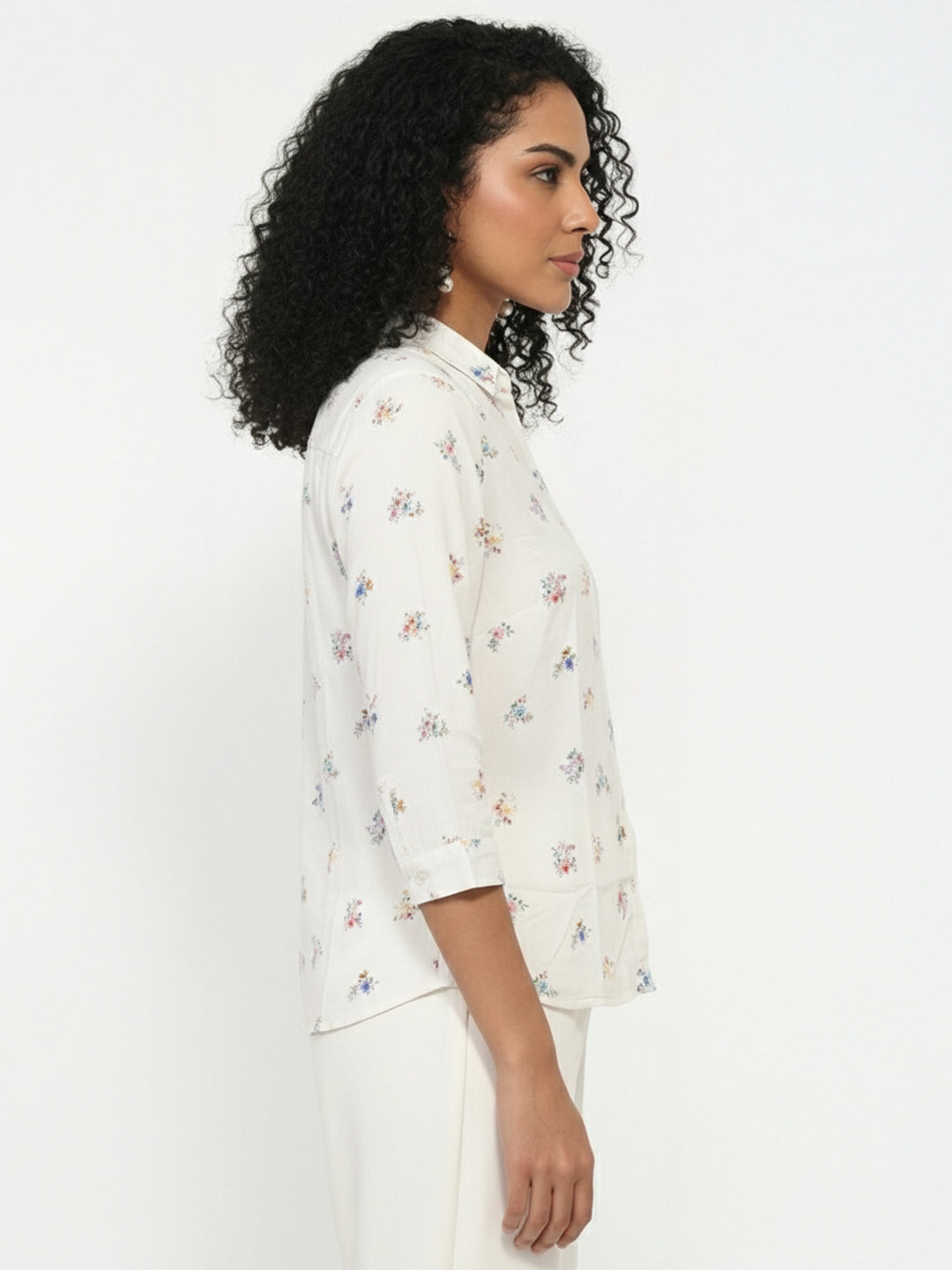 Women Off White Slim Fit Shirt