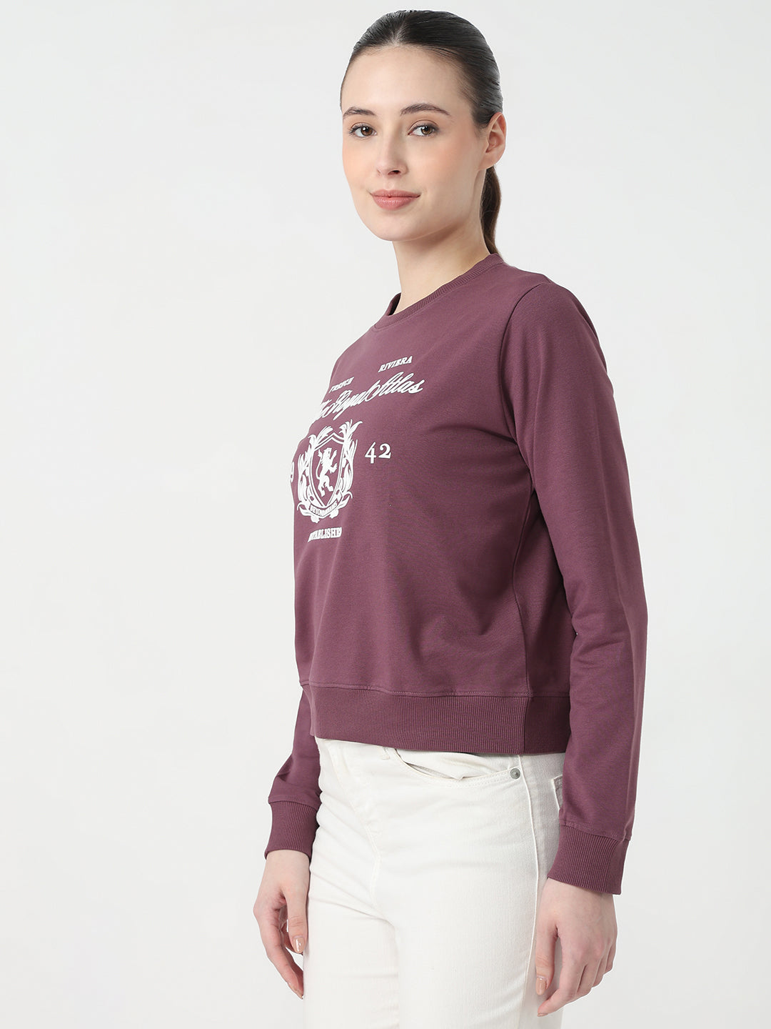 Women Mauve Slim Fit Sweatshirt
