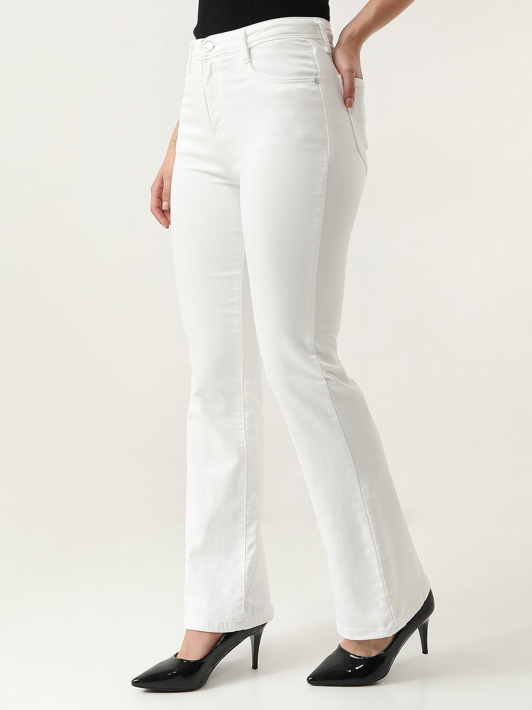 Women High-Rise Mini Flare Jeans