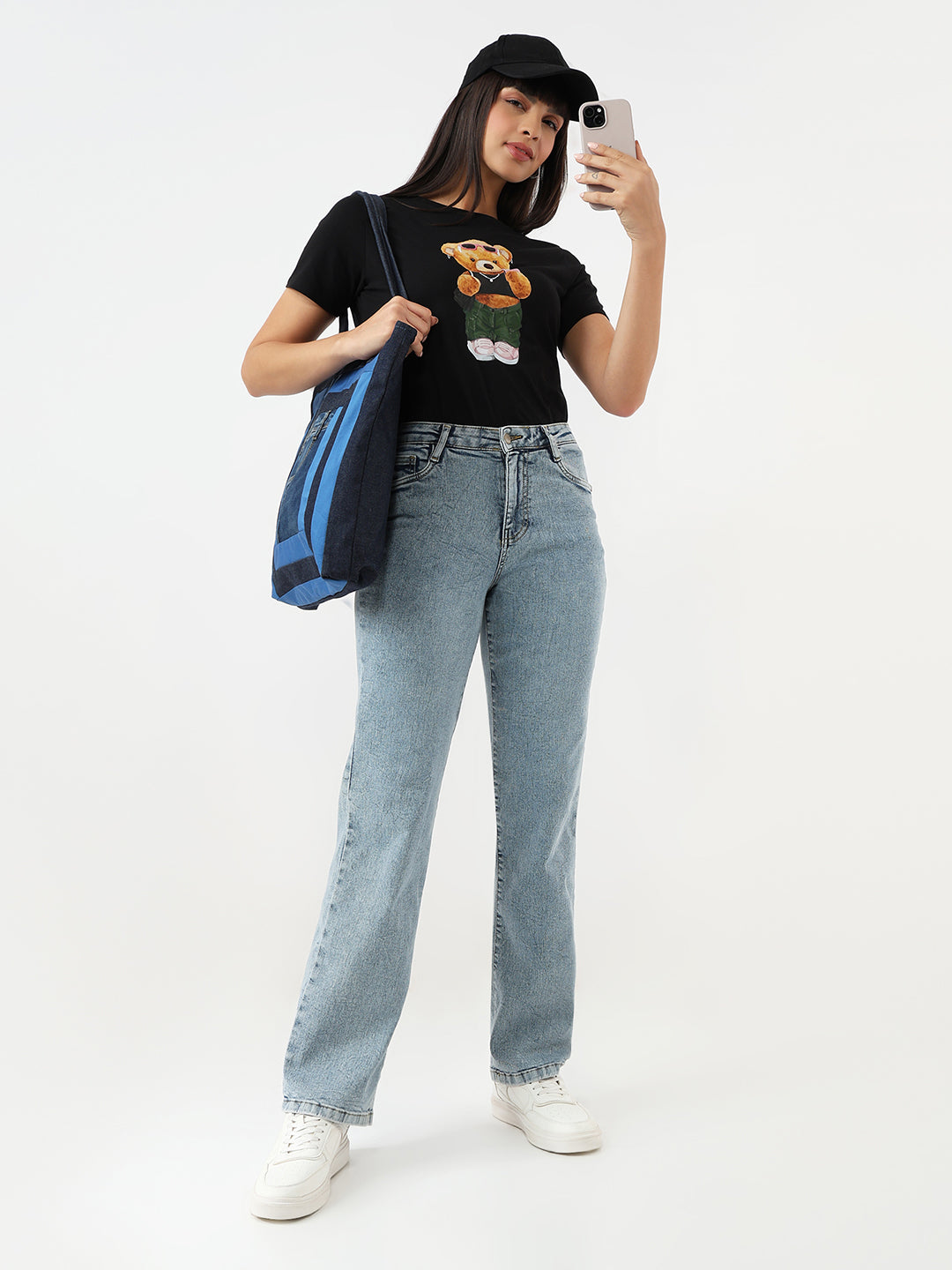 Women Light Blue High-Rise Straight Fit Jeans