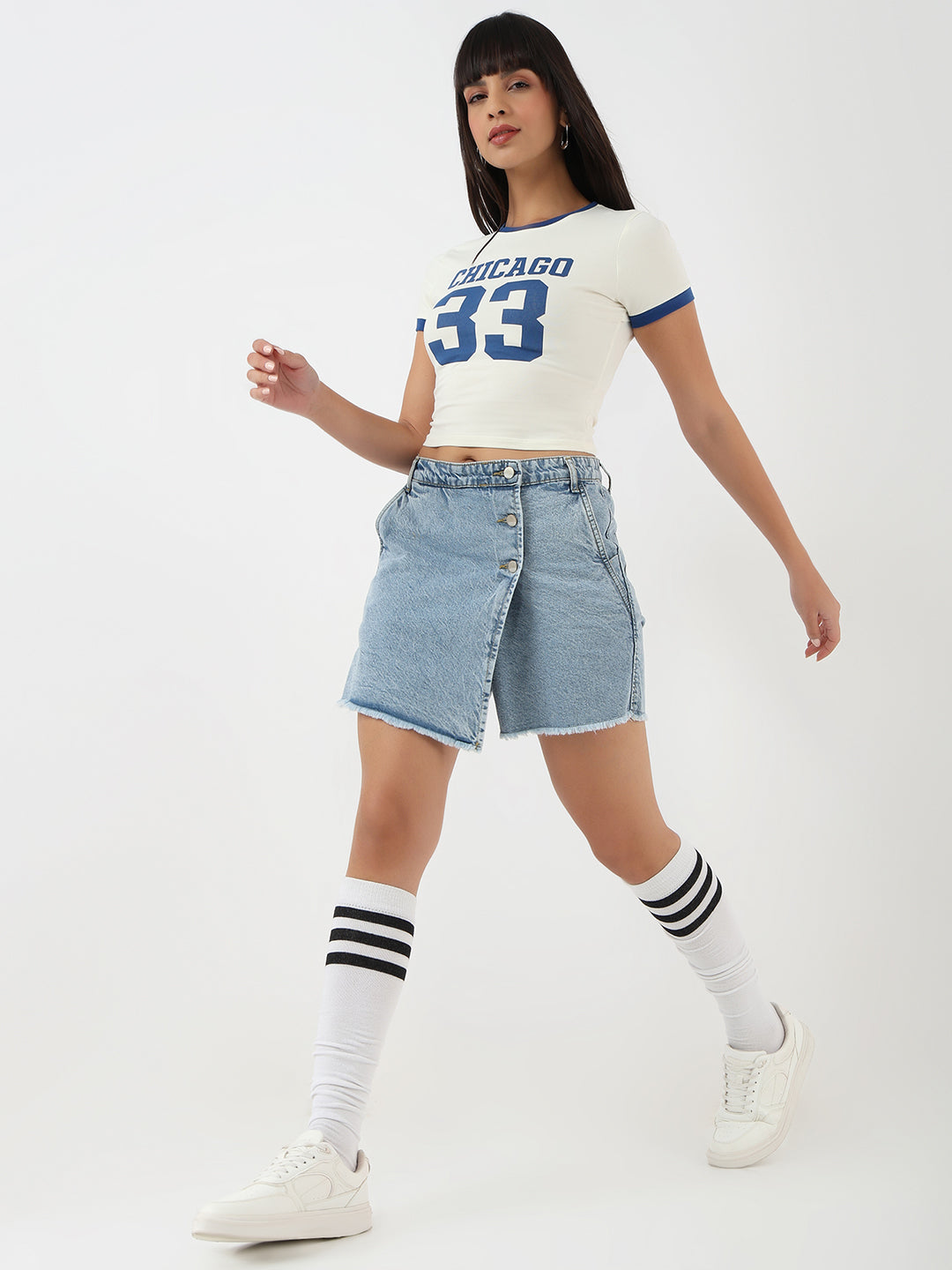 Women Light Blue High-Rise Skort