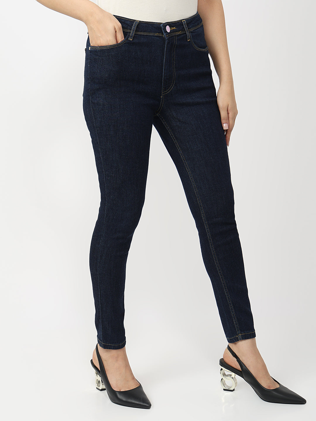 Women Dark Blue High-Rise Skinny Jeans