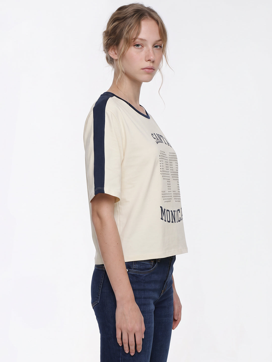 Ivory Graphic Crop Genz Tees