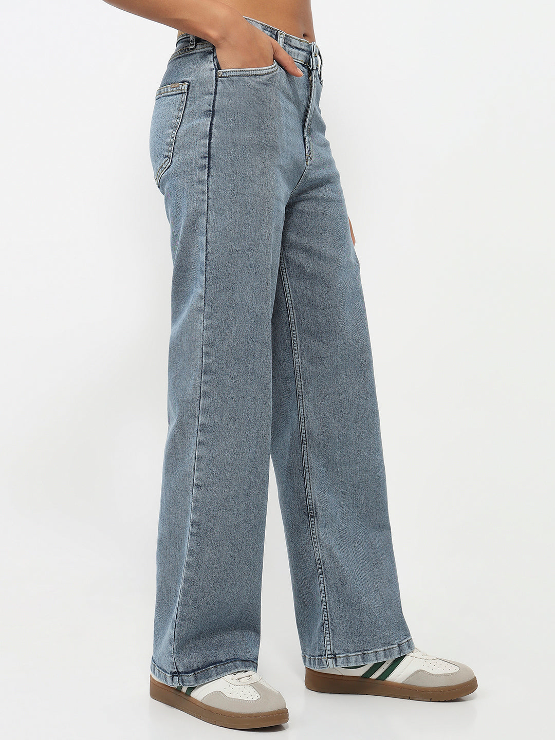 Women Blue High-Rise Straight Fit Jeans