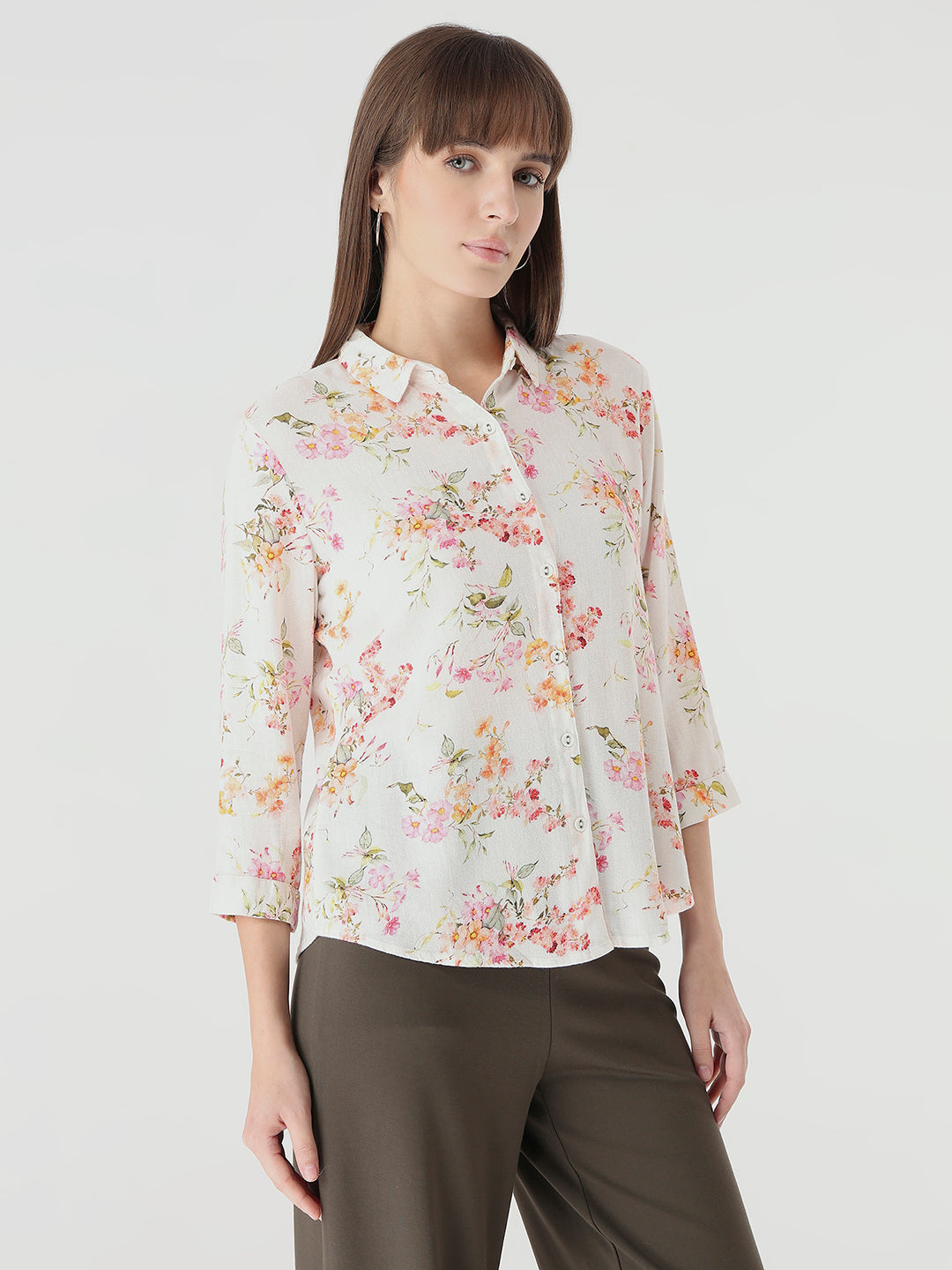 Women Floral Print Slim Fit Shirt