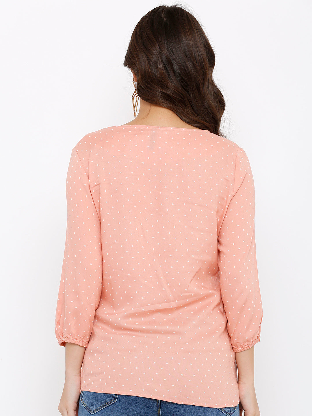 Women Peach Polka Dot Top
