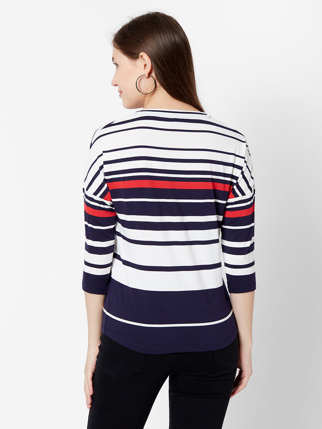 Women Navy/Off White Stripe T-Shirt