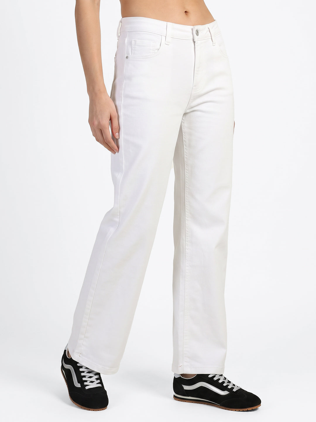 Women White High-Rise Straight Fit Jeans