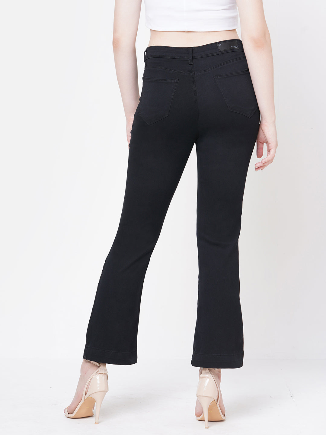 Women Black High-Rise Mini Flare Jeans