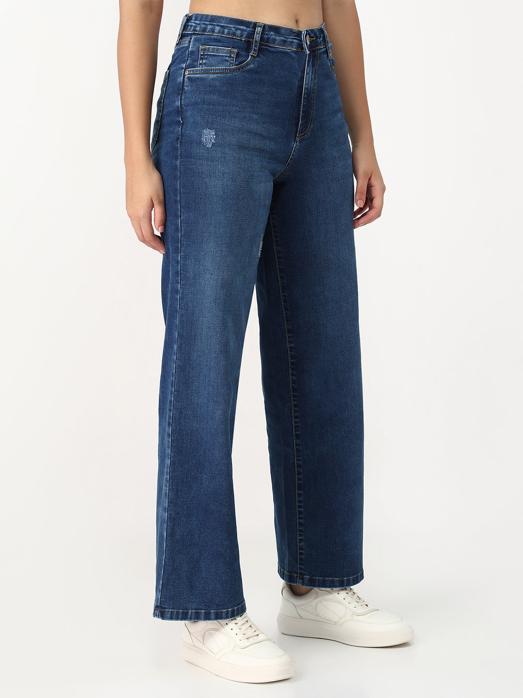 Women Blue High-Rise Wide Leg Jeans