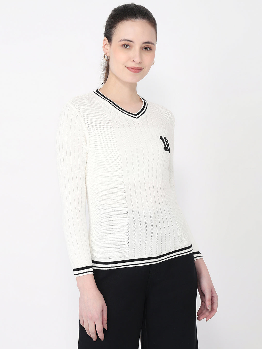 Women White Slim Fit Flat Knit