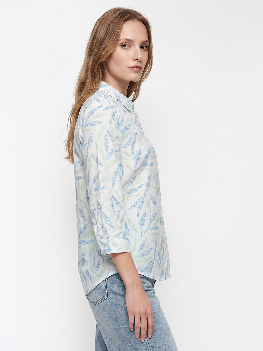 Women Mint/Blue Leaf Shirt