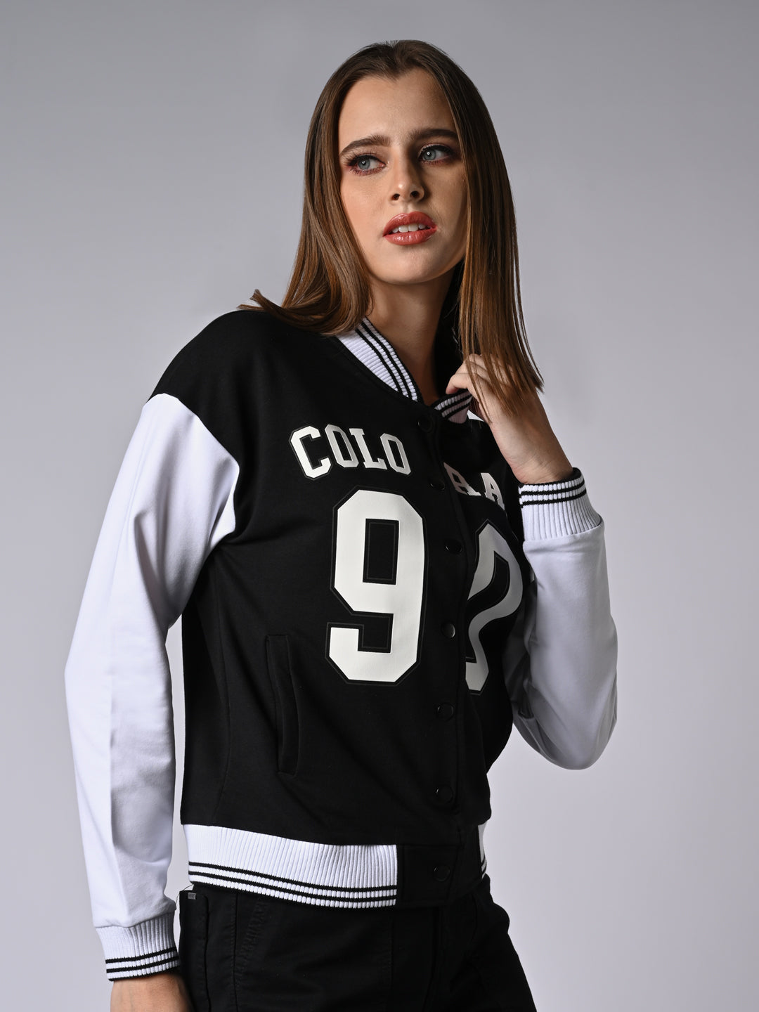 Women Black/White Varsity Jacket