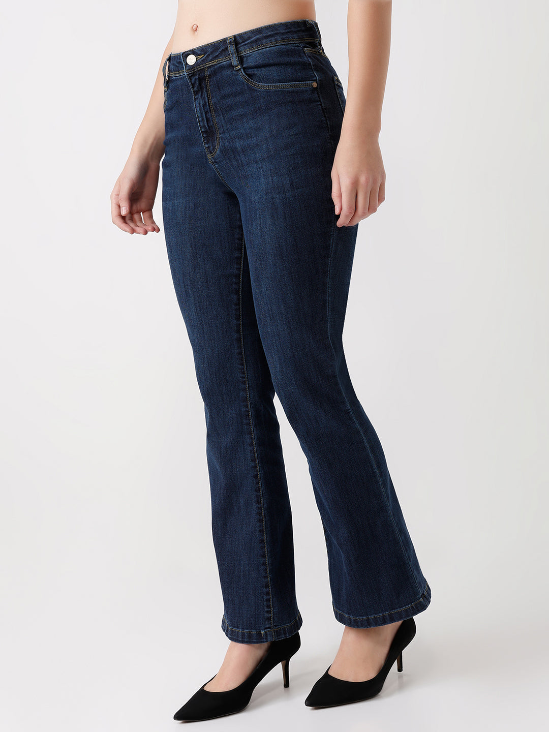 Women Novel Blue Mini Flare Jeans