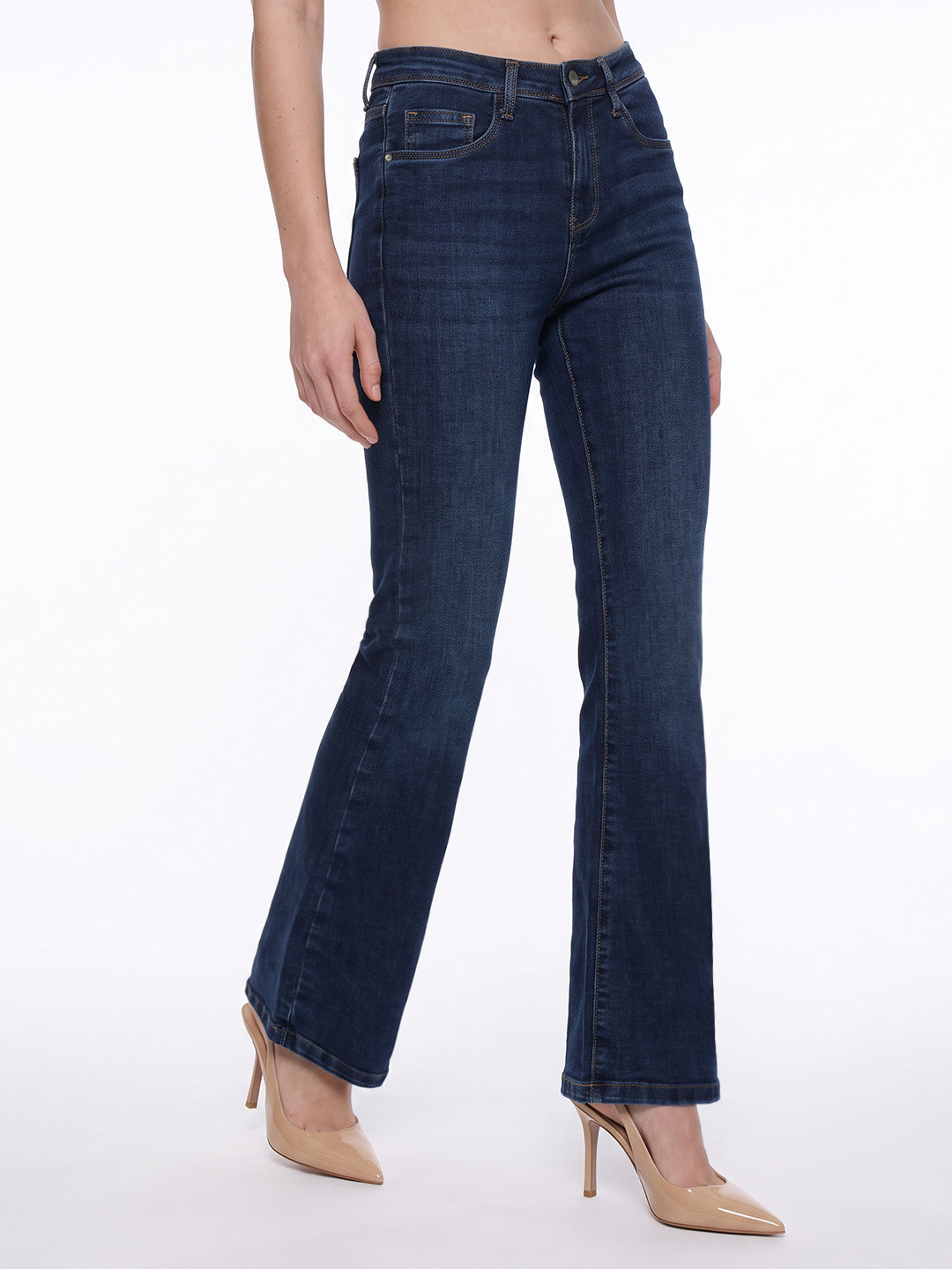 Blue High-Rise Flare Jeans