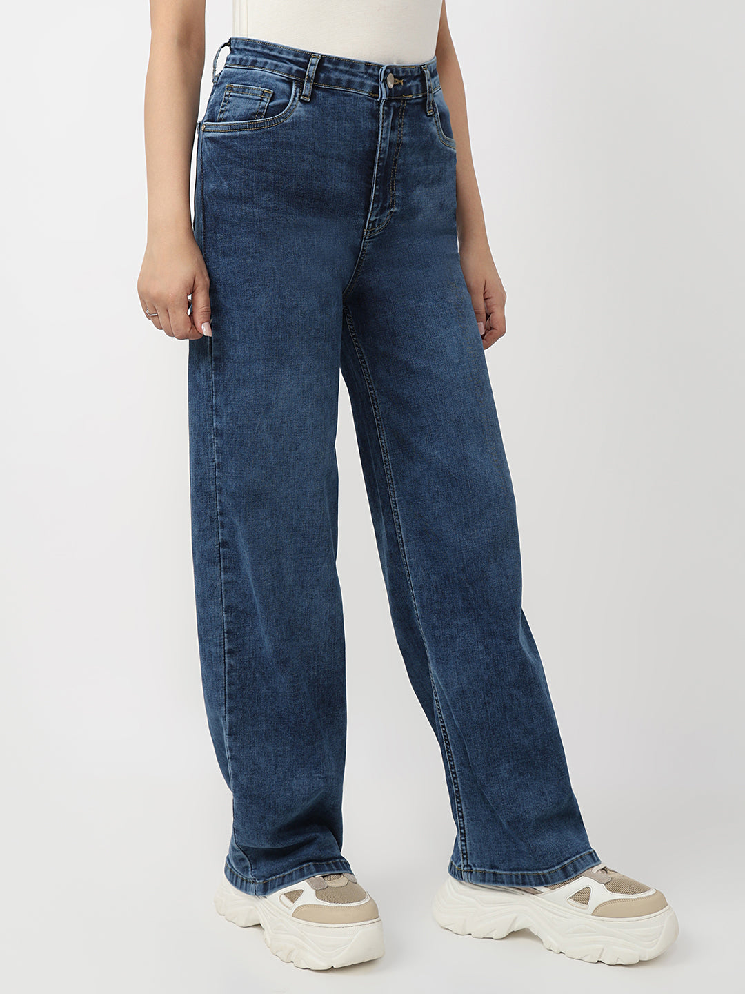 Women Blue High-Rise Straight Fit Jeans