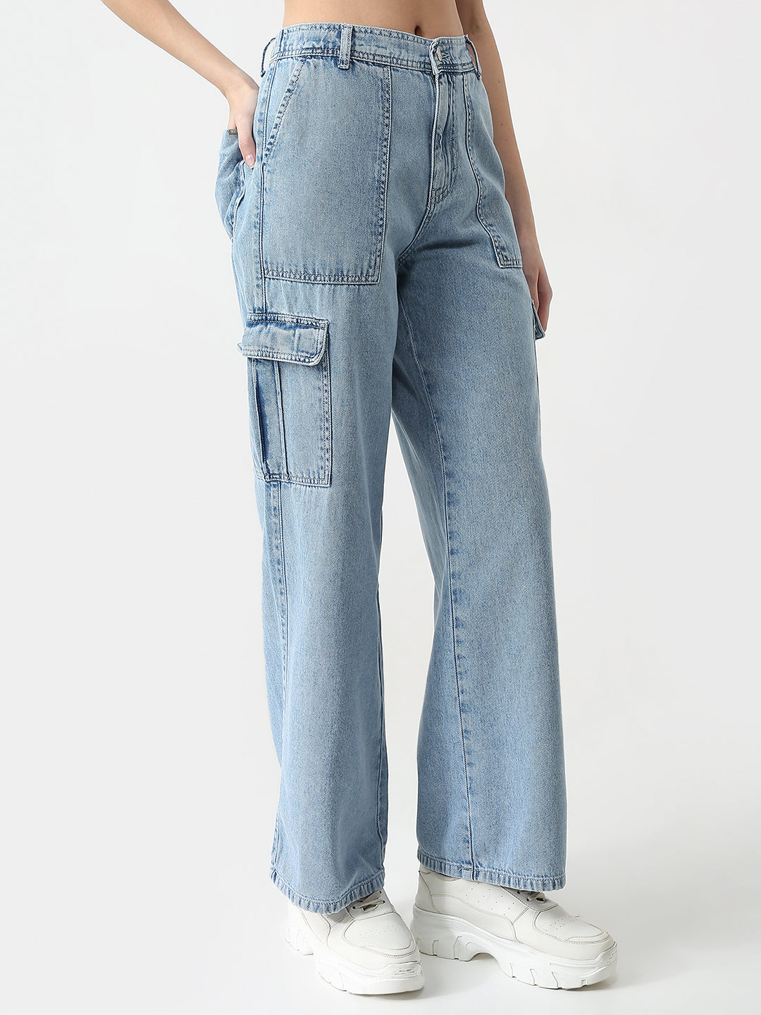 Women High Rise Loose Fit Cargo