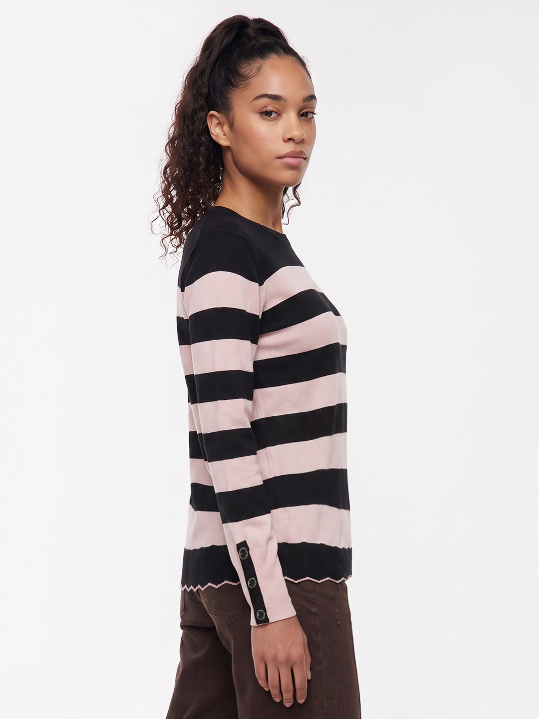 Black/Beige Flat Knit