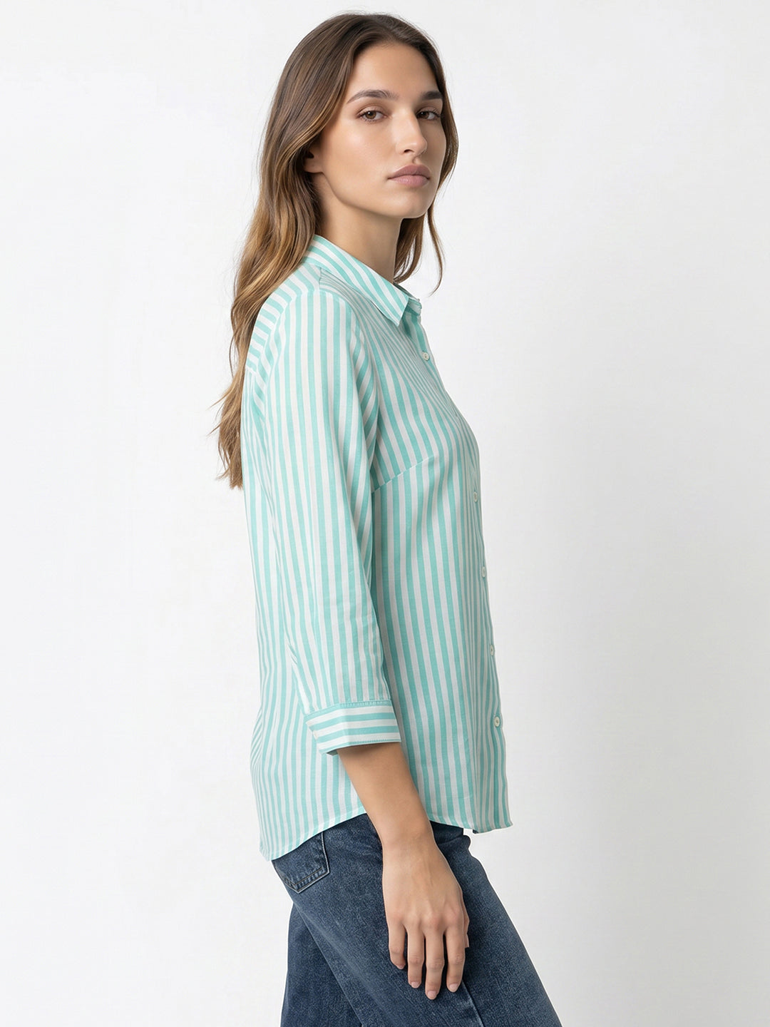 Women Aqua/White Shirt