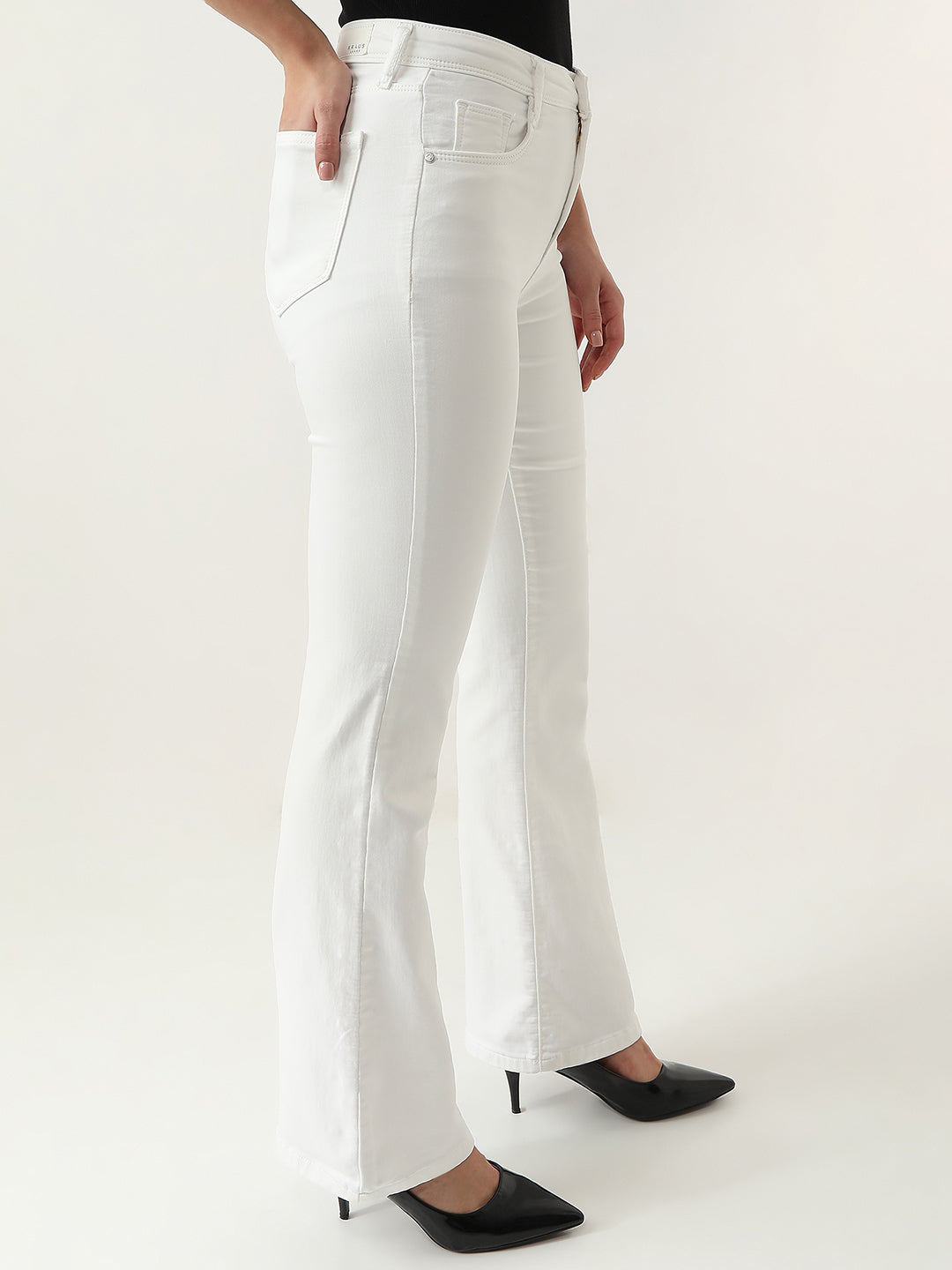 Women High-Rise Mini Flare Jeans