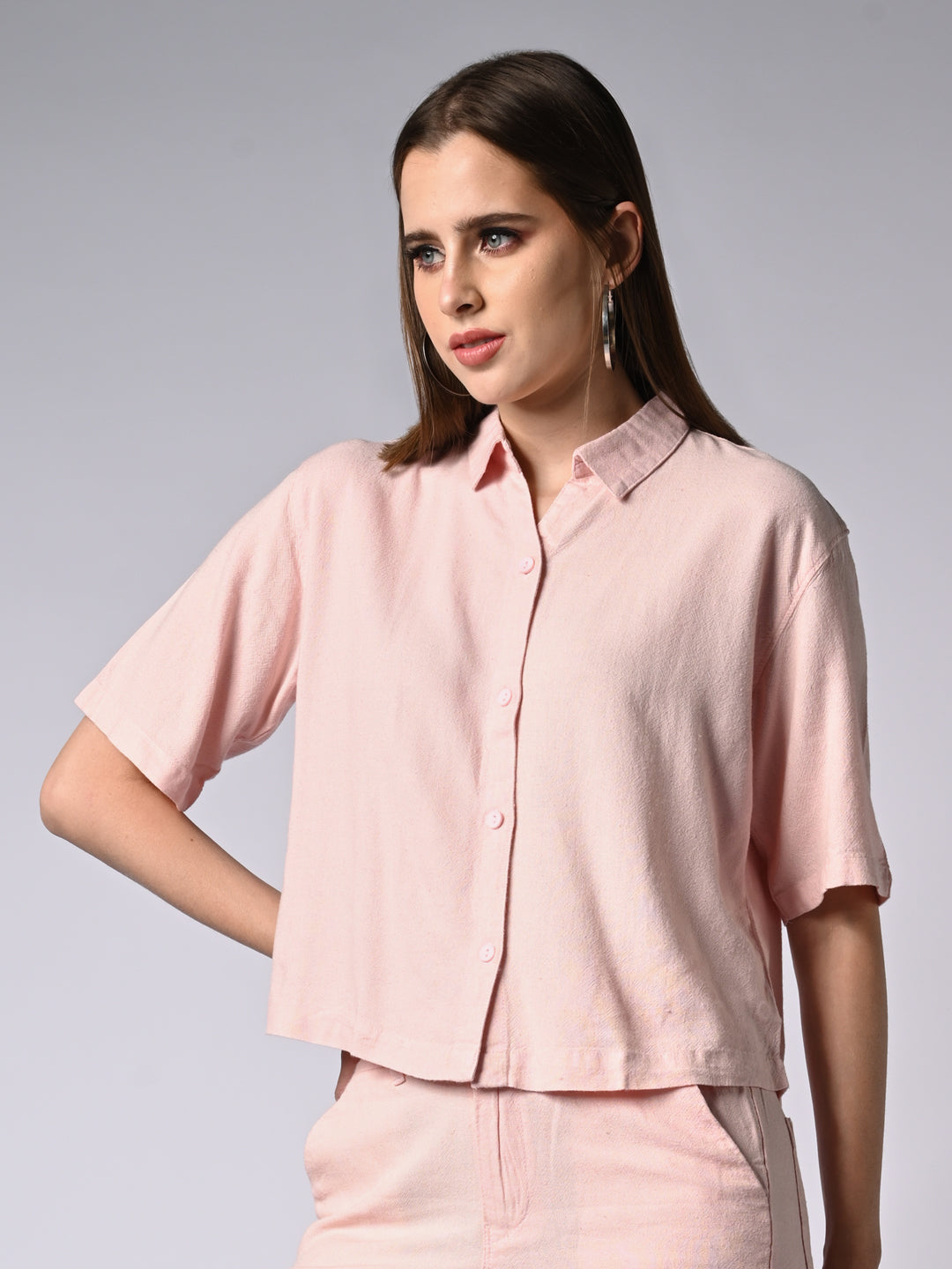 Women Solid Light Pink Shirt