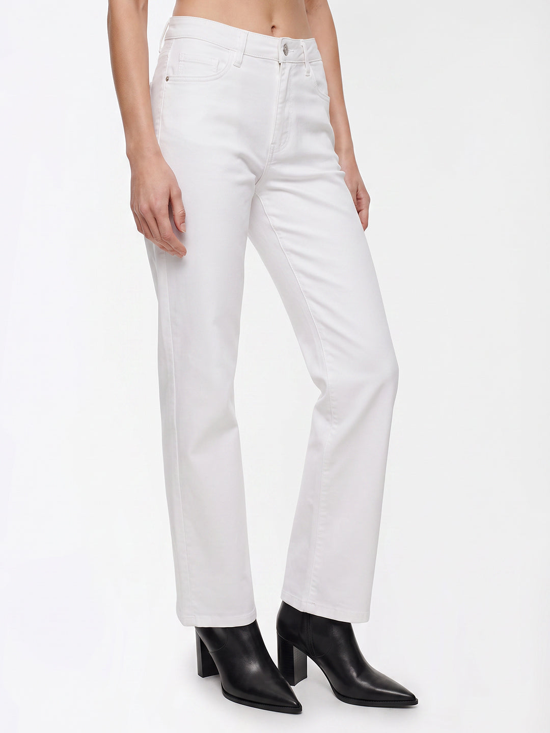 Women White High-Rise Wide Leg Jeans