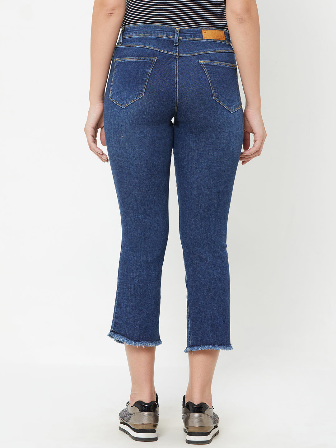 Women Blue Mid-Rise Crop Flare Jeans