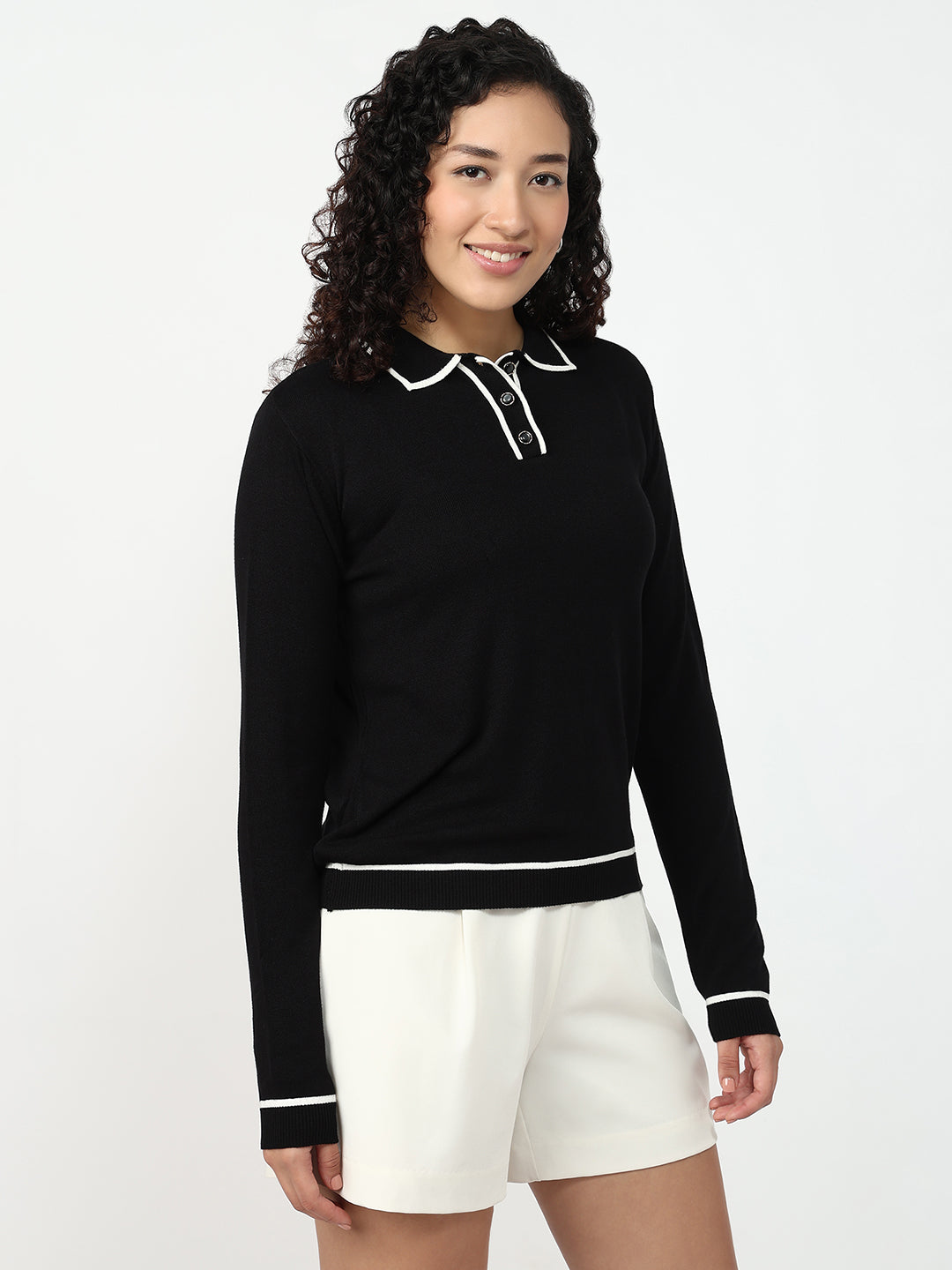 Women Black Slim Fit Flat Knit
