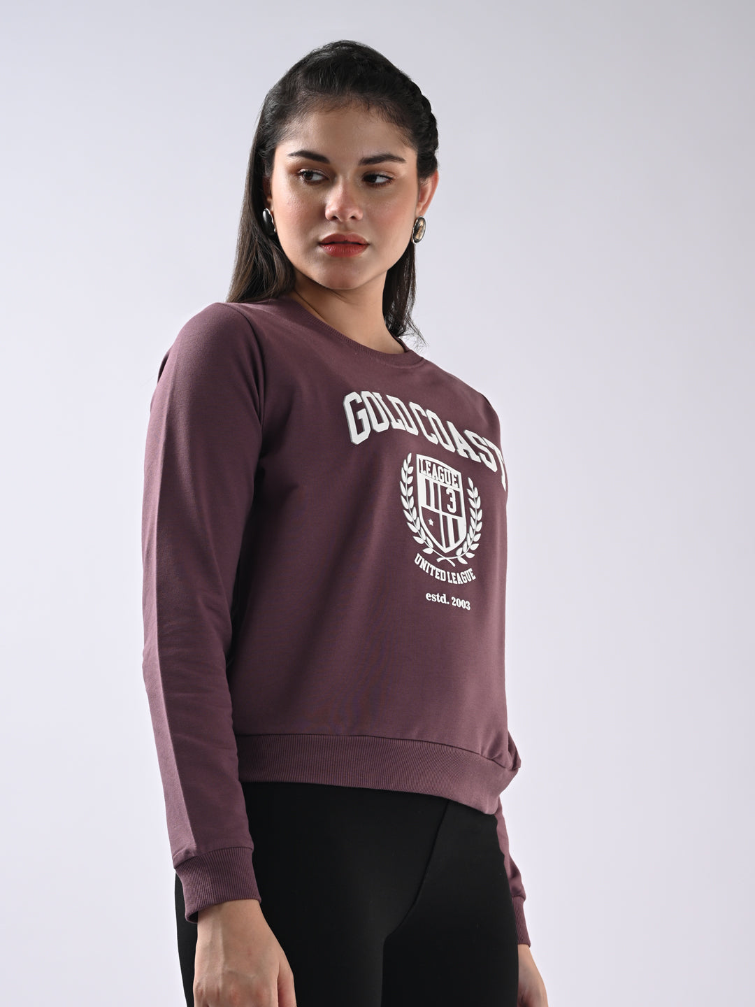 Women Mauve Slim Fit Sweatshirt