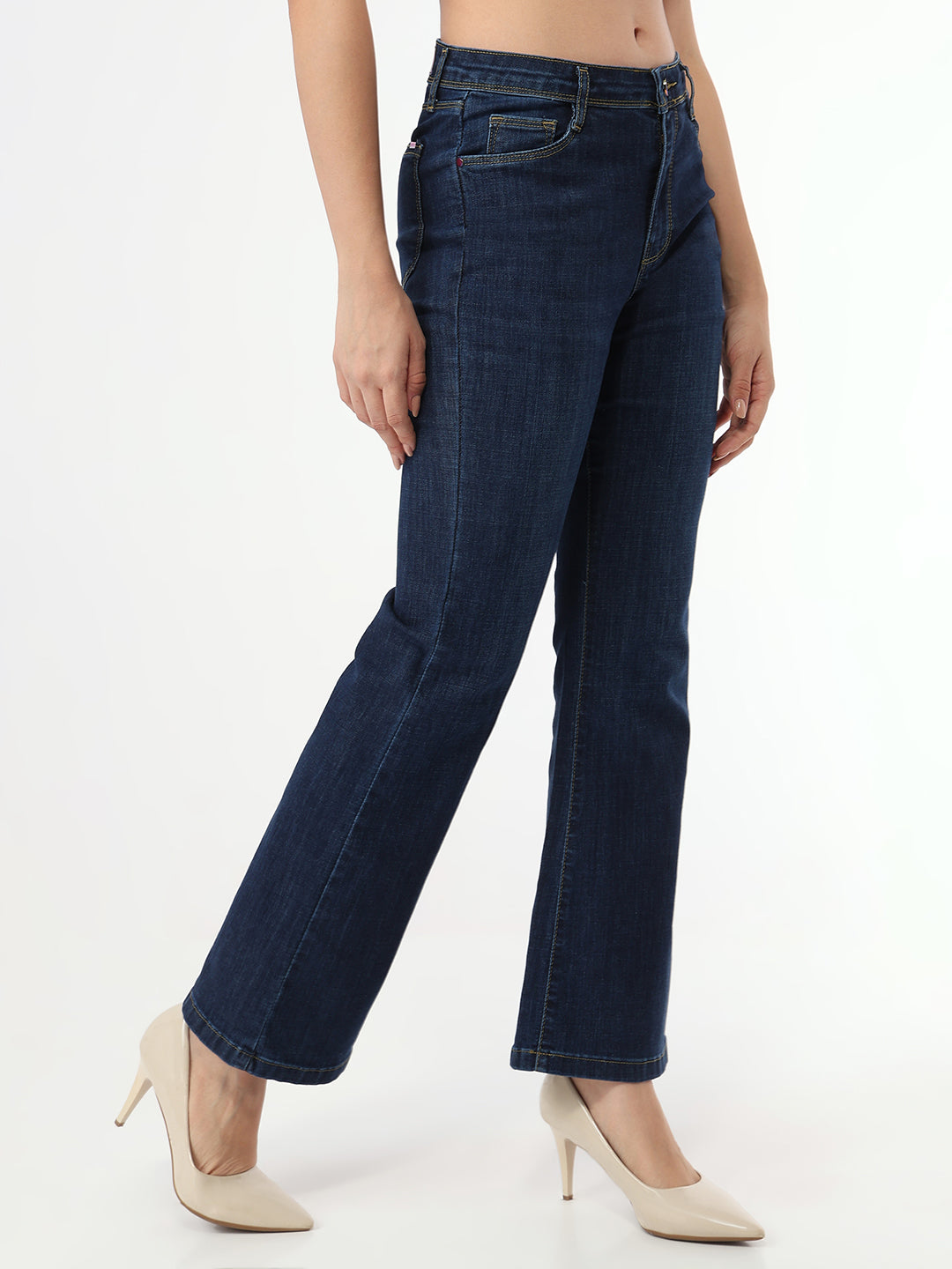 Women Dark Blue High-Rise Flare Jeans