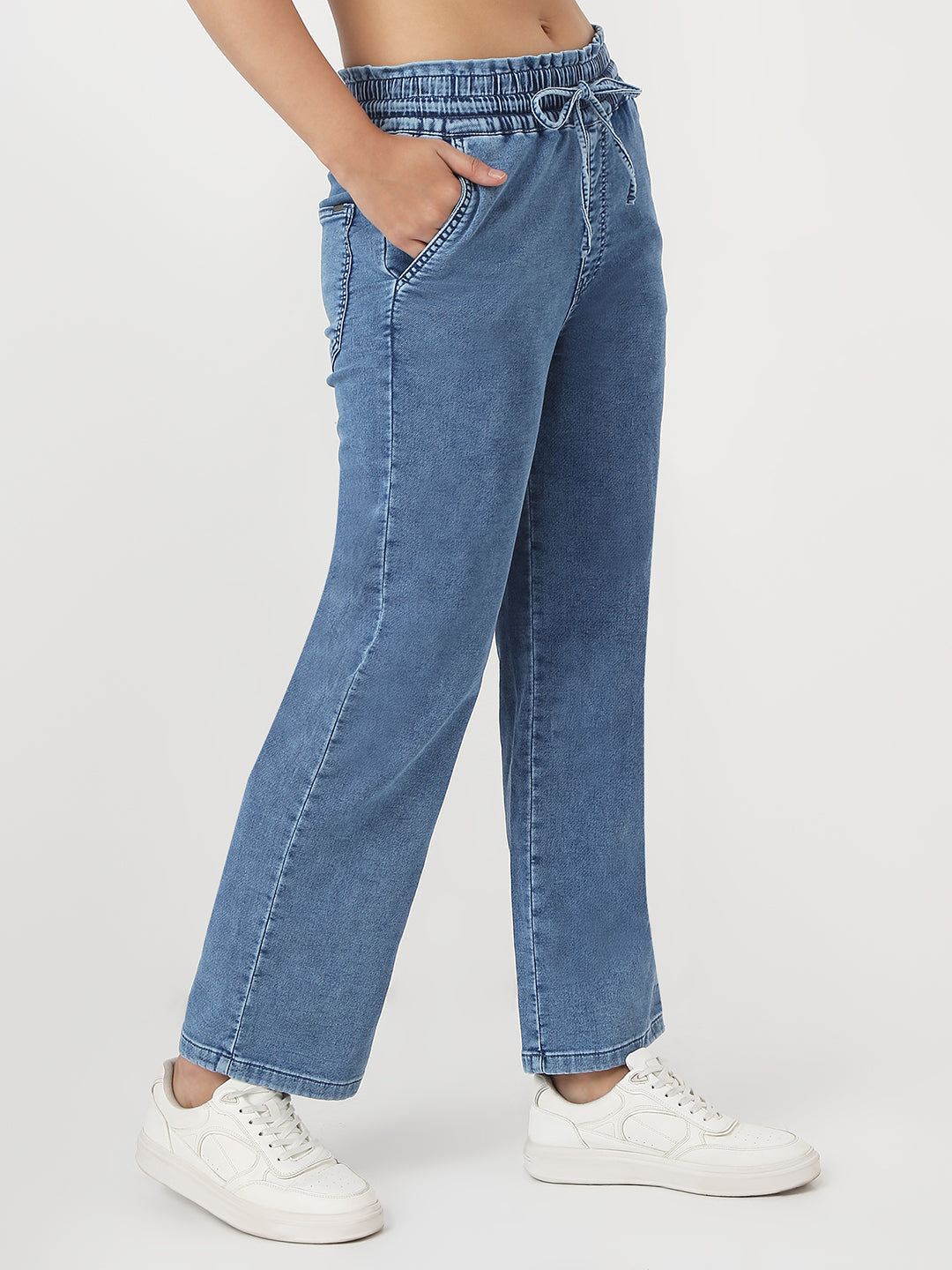 Women Dark Blue Denim Joggers