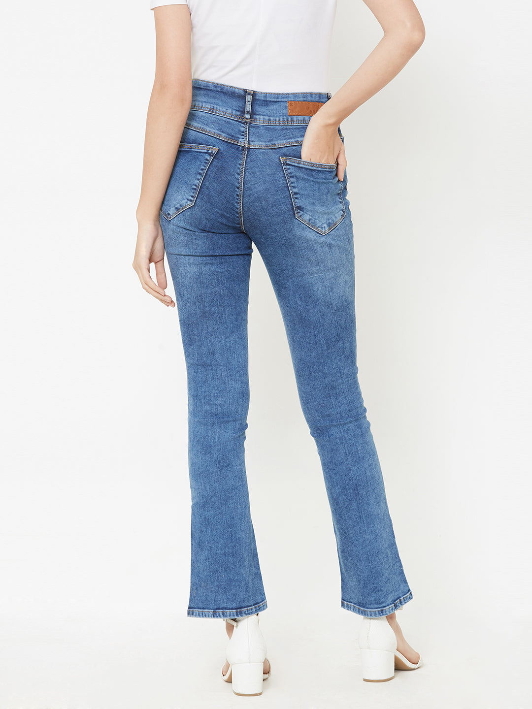 Women Blue Mid-Rise Bootcut Mini Flare Jeans