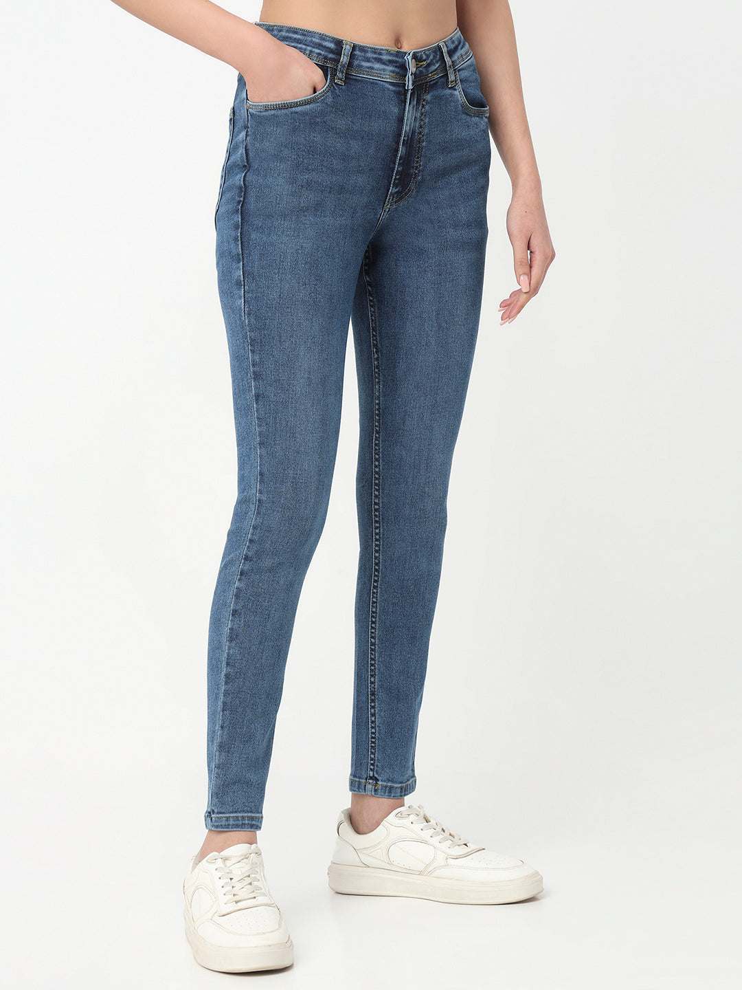 Women Dark Blue High-Rise Skinny Jeans