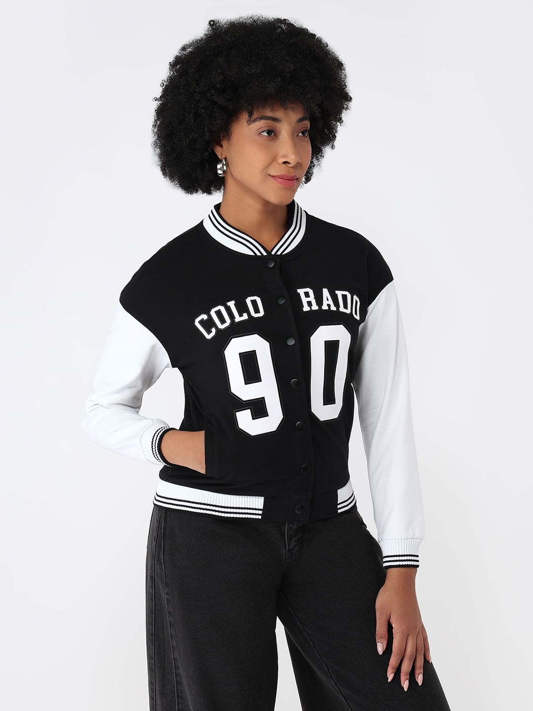 Women Black/White Varsity Jacket