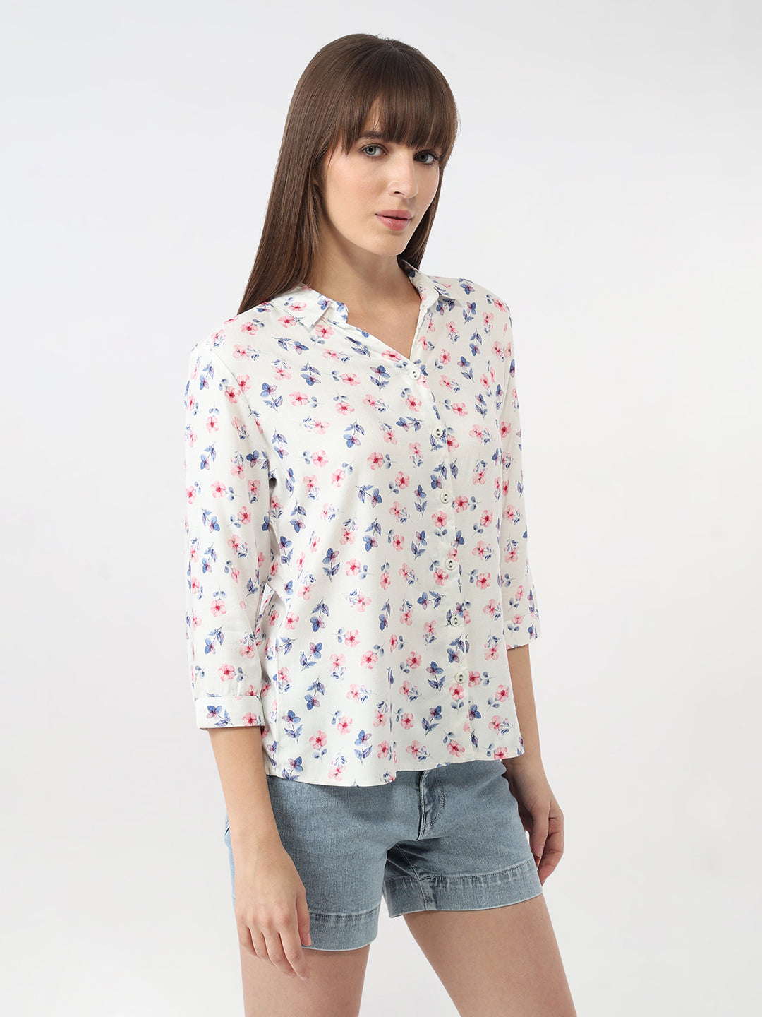 Women Floral Print Slim Shirt