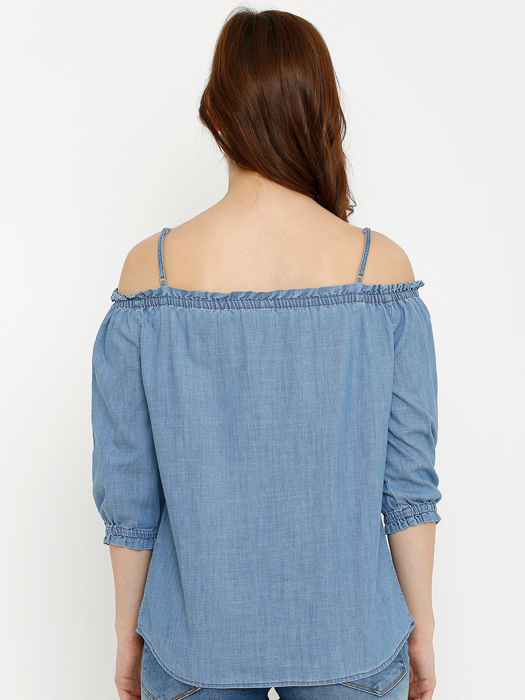 Women Blue Off Shoulder Top
