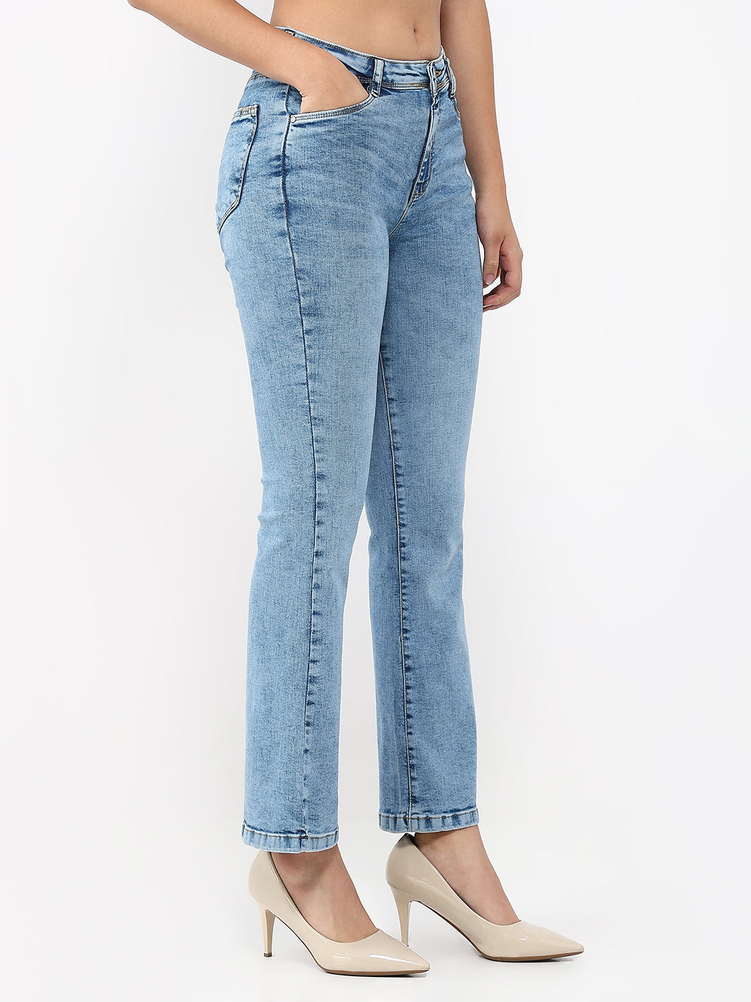 Women Blue High-Rise Flare Jeans