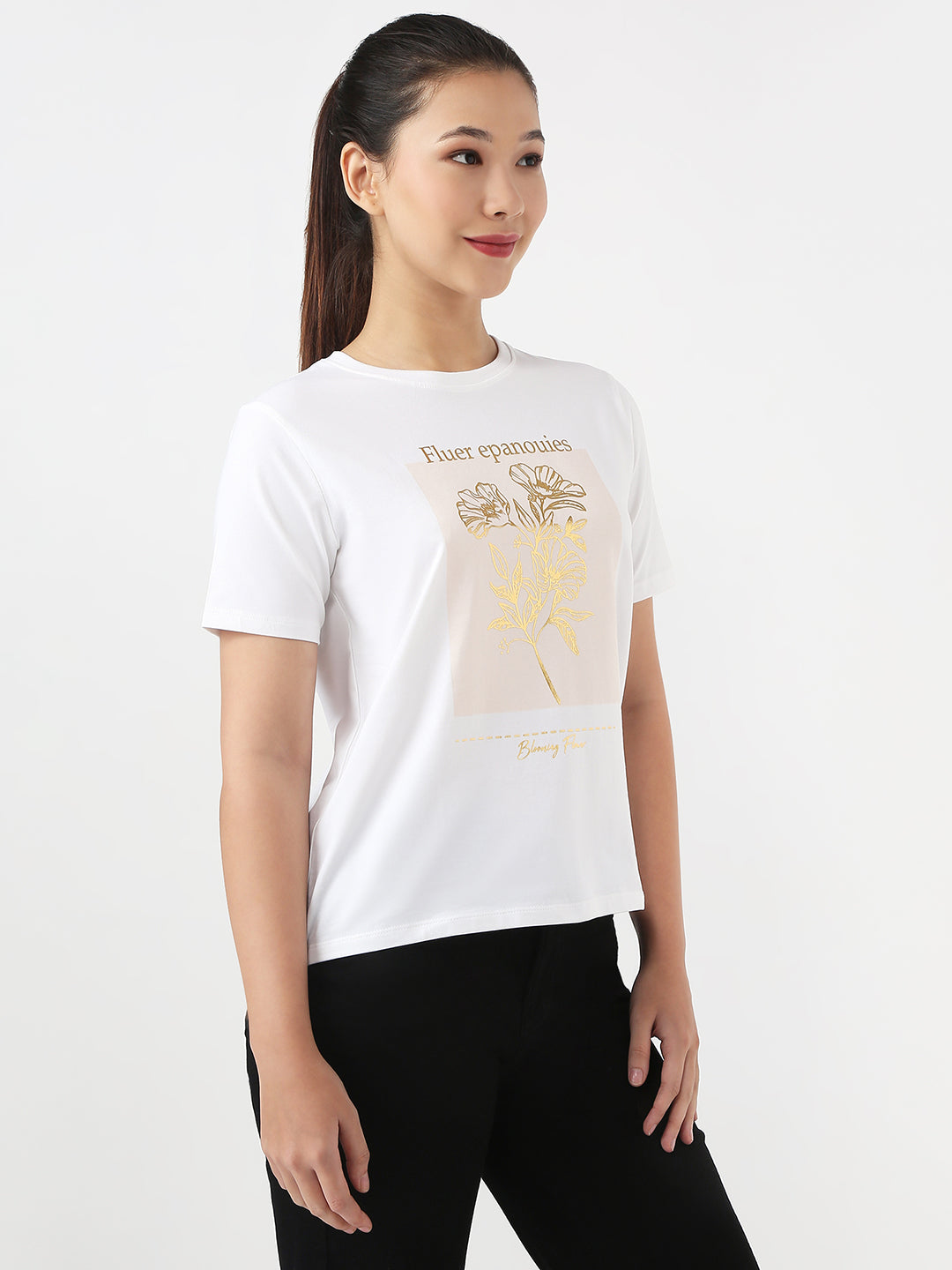 Women White Slim Boxy T-Shirt