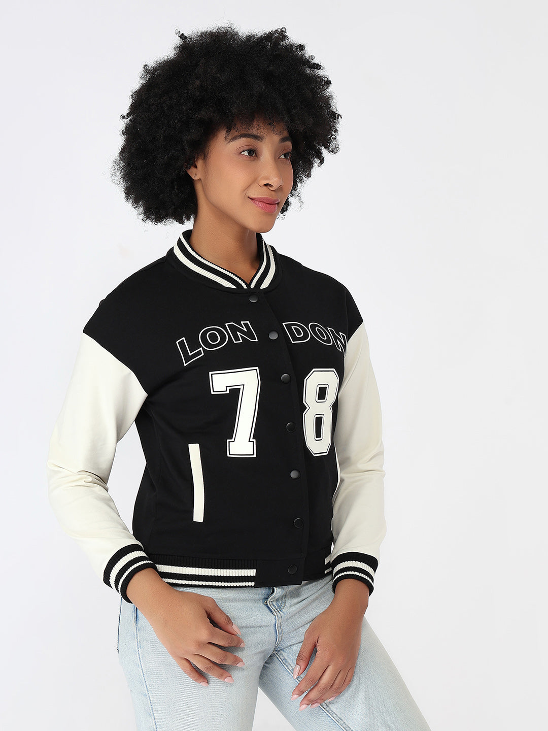 Women Black/Ivory Varsity Jacket