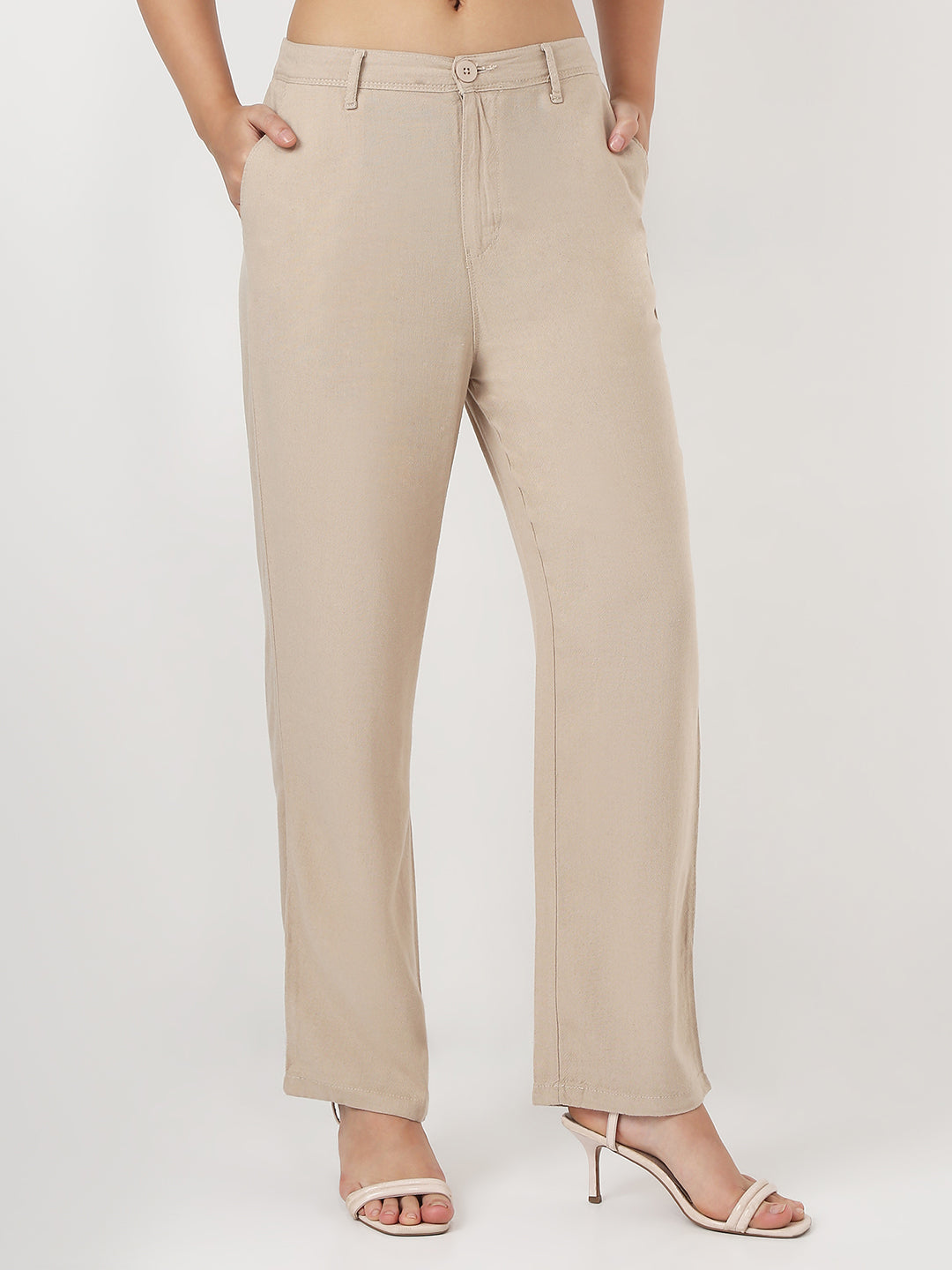Women Oatmilk Loose Straight Fit Korean Pants