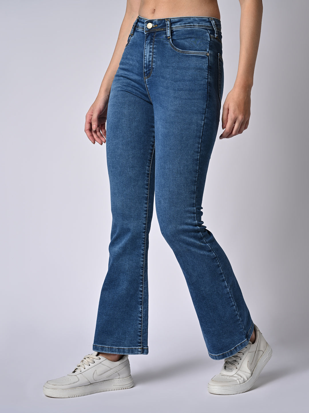 Women Blue High-Rise Flare Jeans