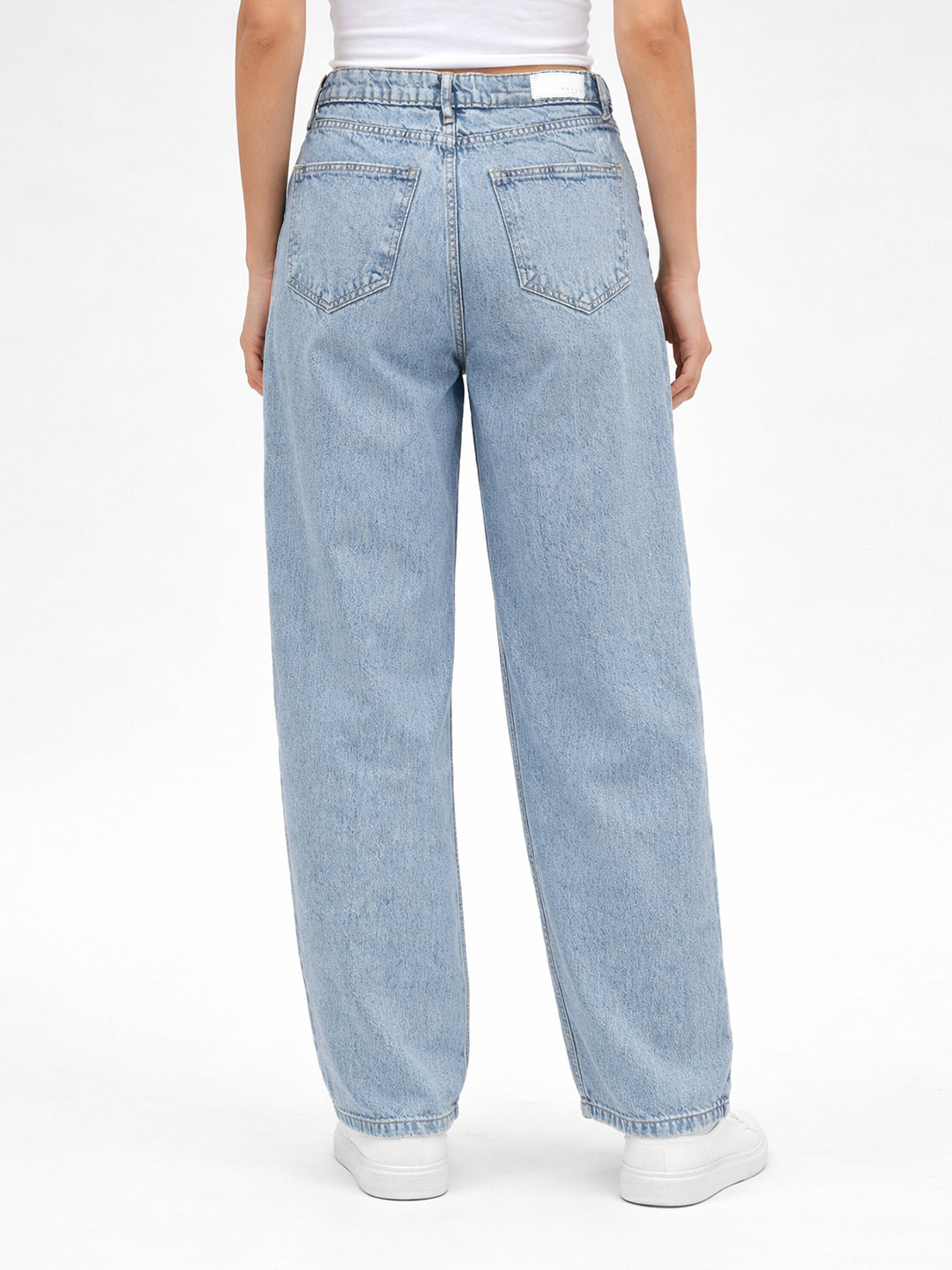 Women Blue High-Rise Barrel Jeans