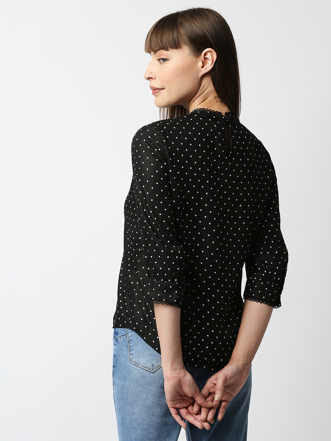 Women Black Polka Dot Top