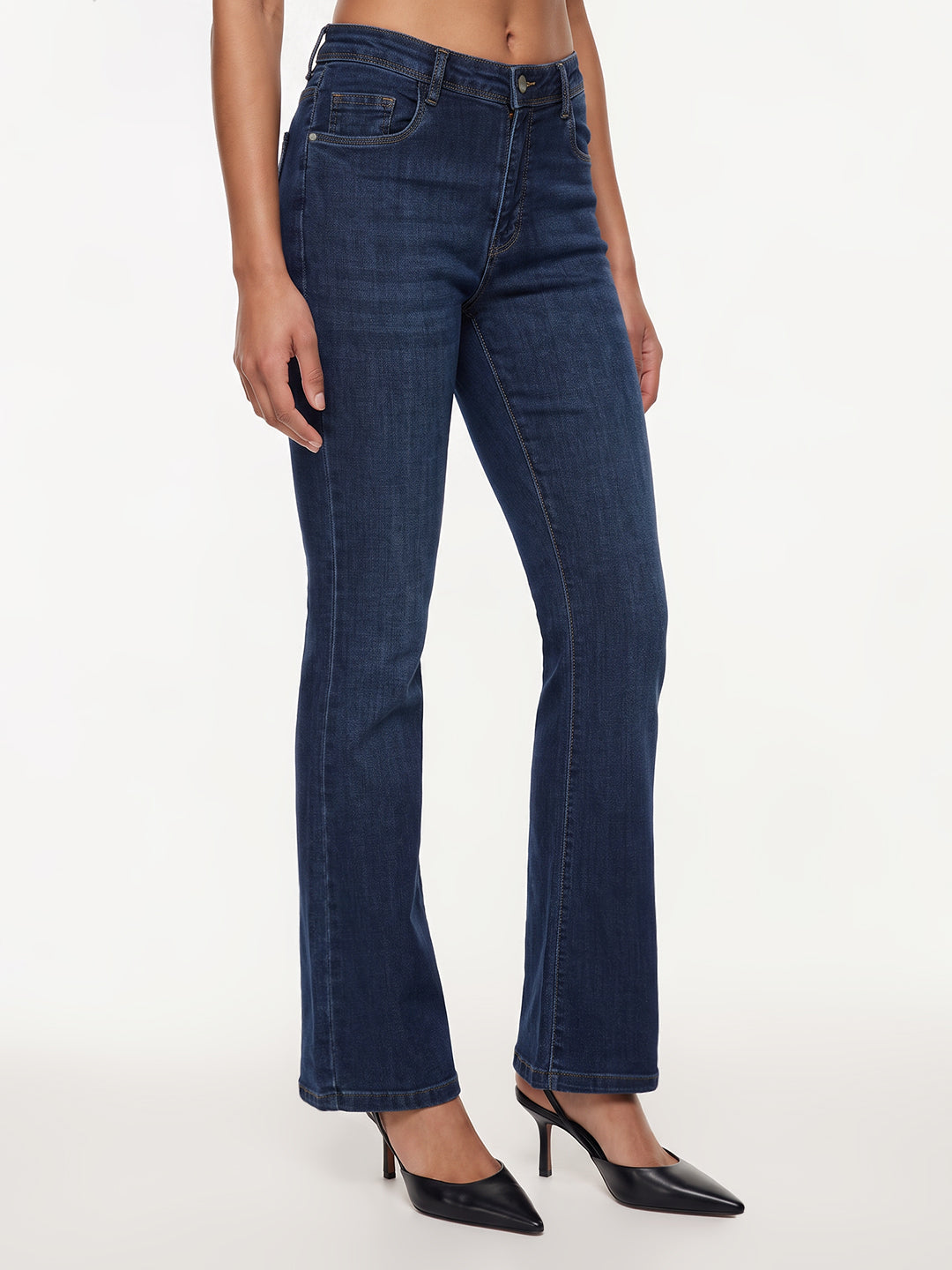 Blue High-Rise Flare Jeans