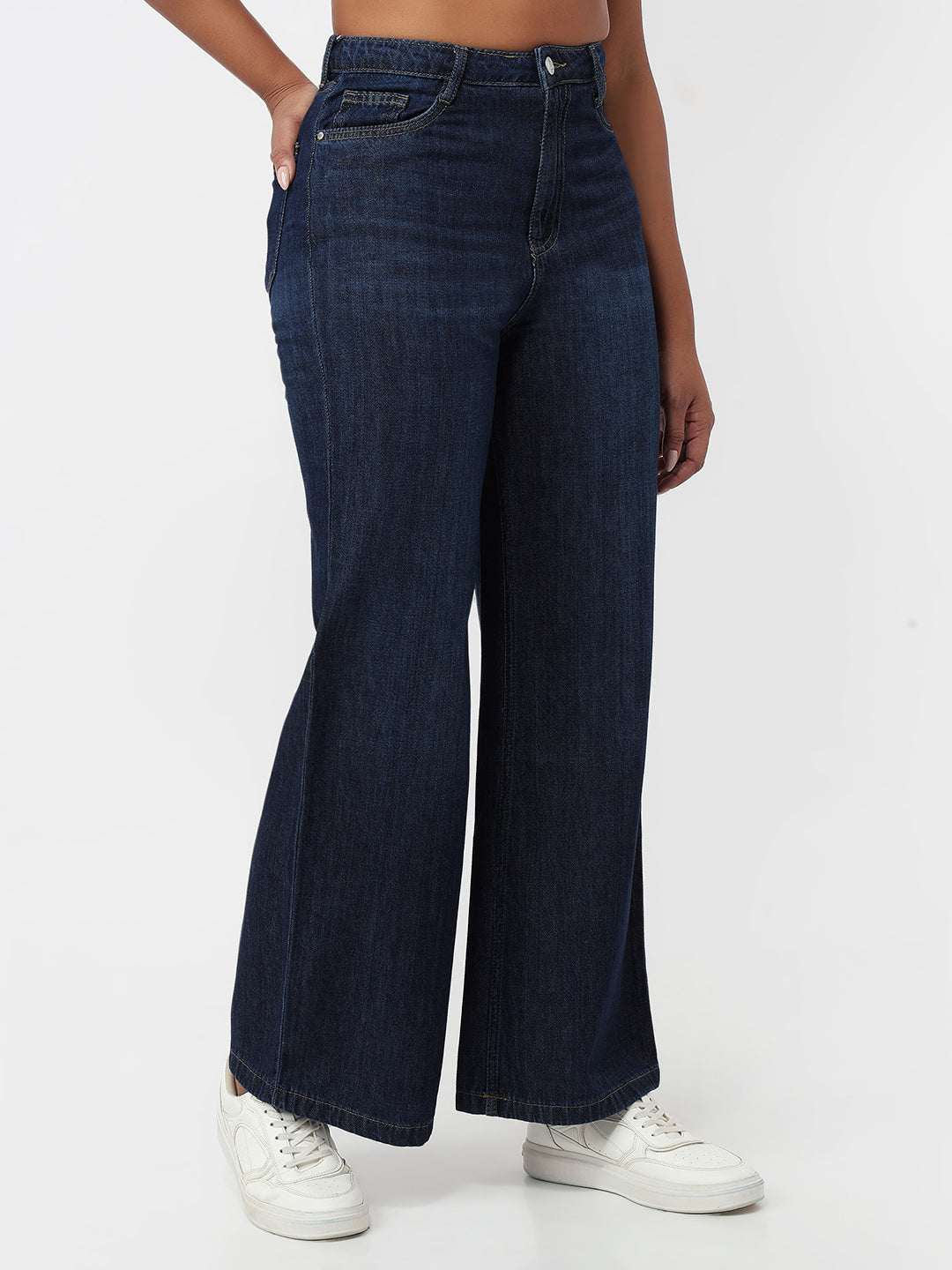 Blue High-Rise Super Wide Leg Jeans