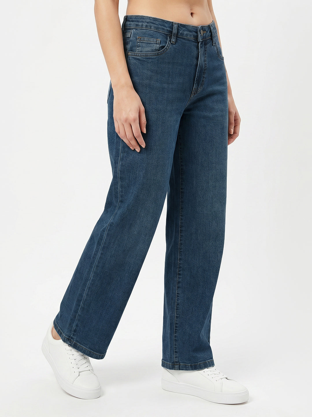 Women Blue High-Rise Straight Fit Jeans