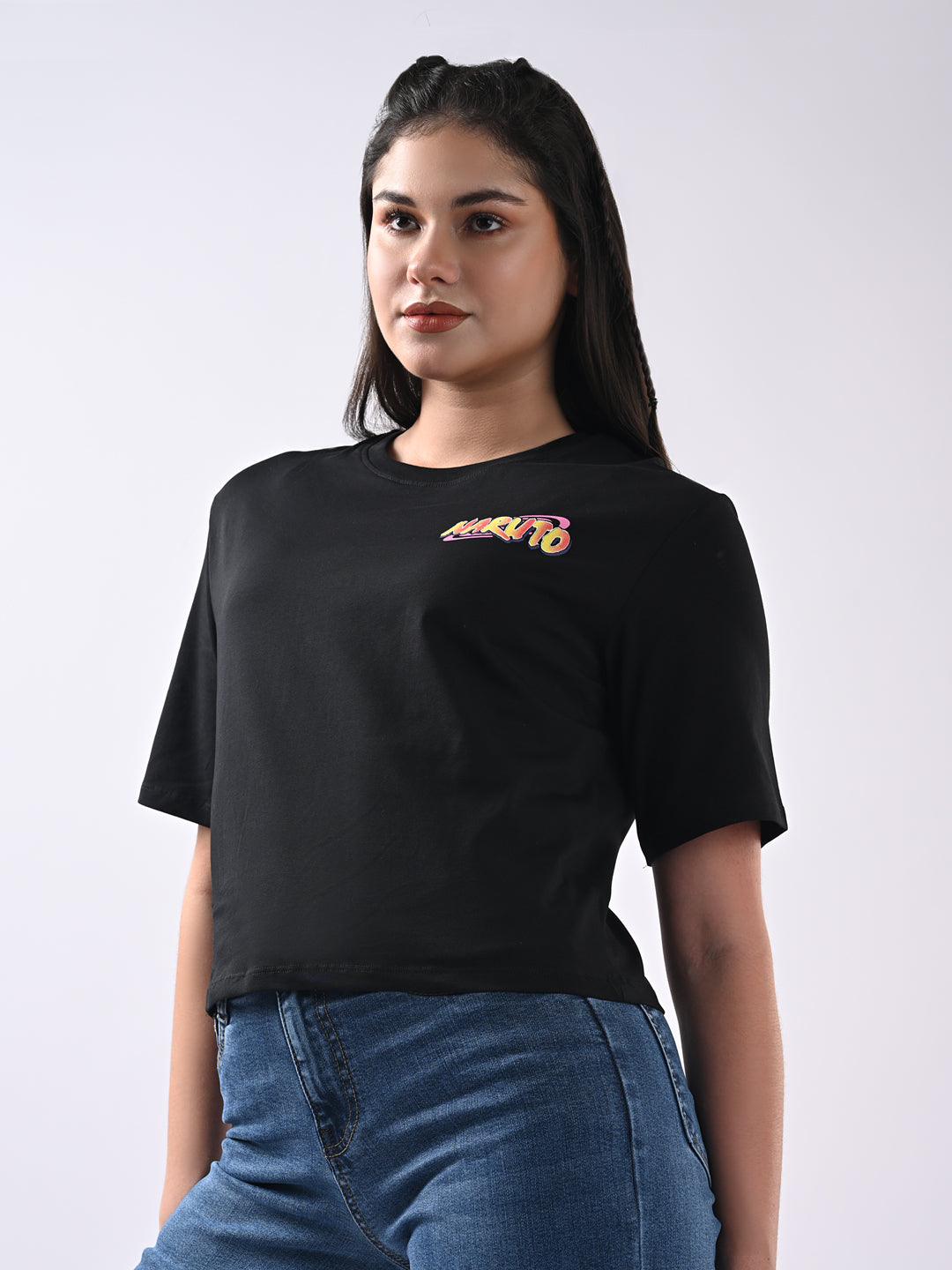 Women Graphic Crop Slim Fit Tees