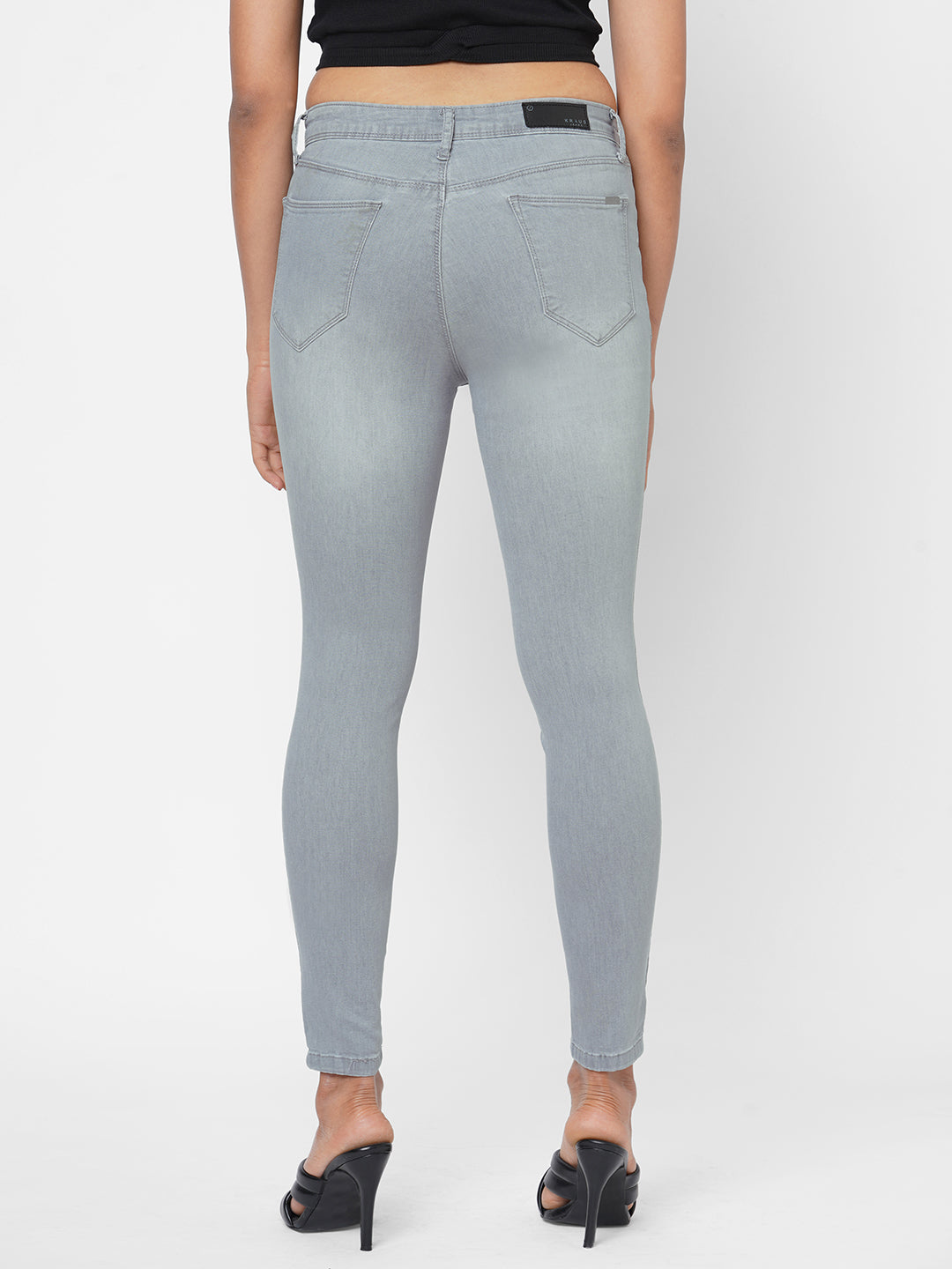 Women Grey High-Rise Skinny Jeans