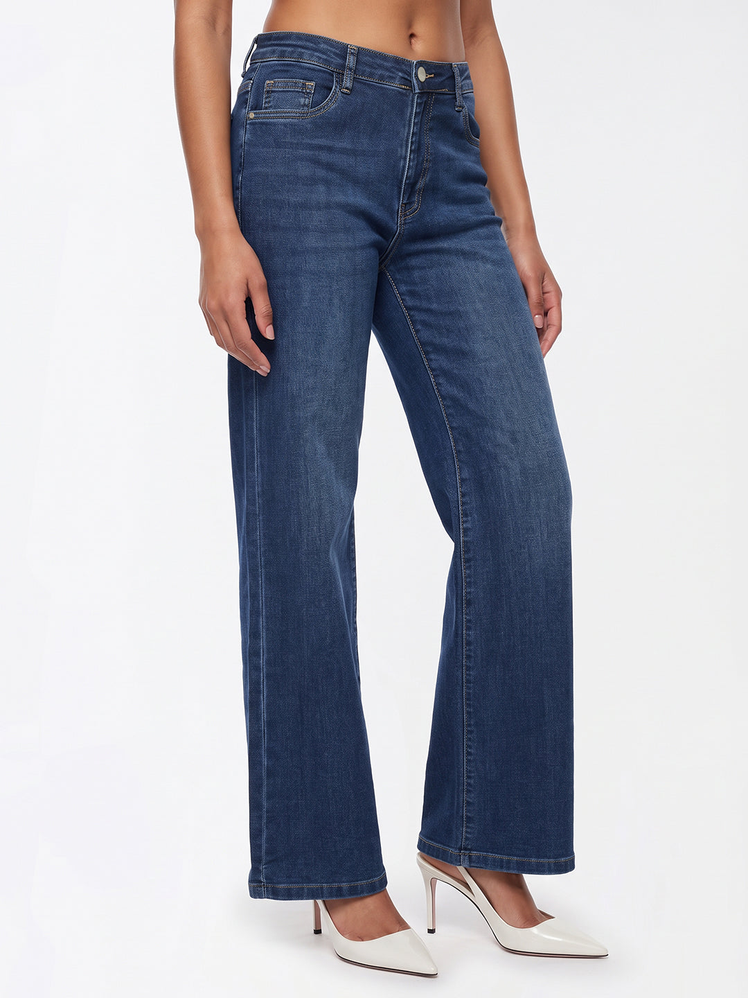 Blue High-Rise Super Wide Leg Jeans