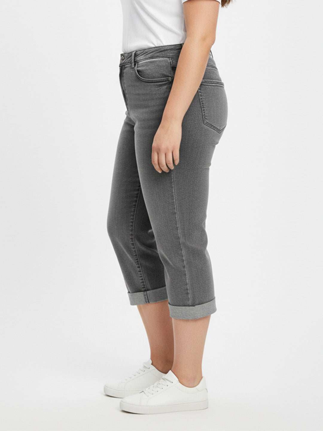 Women Grey High-Rise Capri